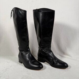 Cole Haan Riding Boots Women Size 9B Black High Knee Zip Closure Grand Os GUC